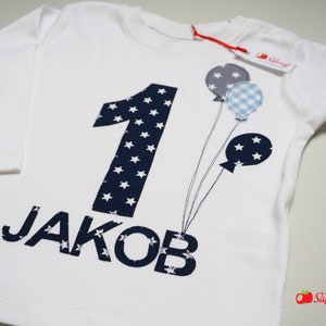 Birthday shirt, birthday shirt boys or girls, name & number 1, 2, 3, 4, 5, 6, 7, 8, 9, 10, personalized gift, balloon, balloon