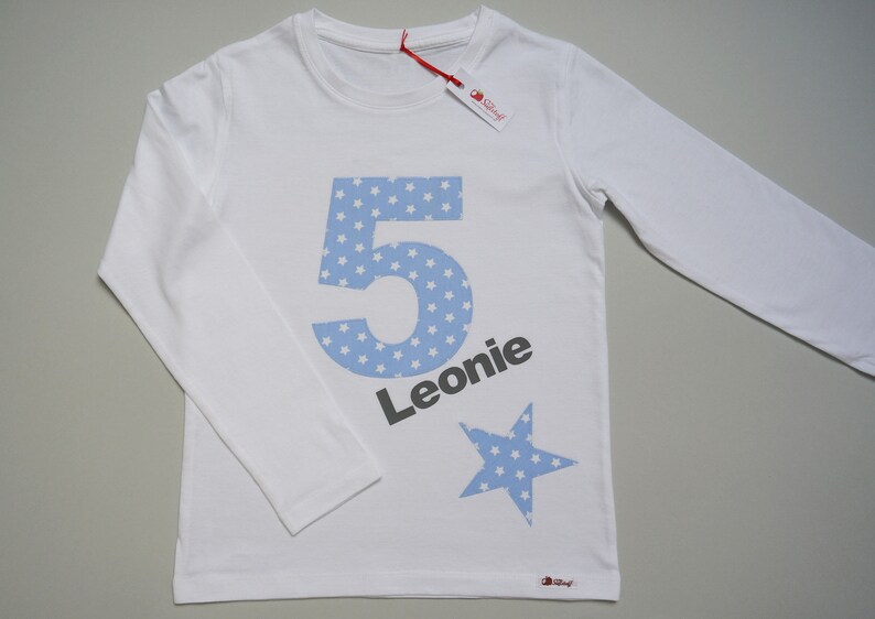 Birthday shirt girl, personalized birthday shirt, T-shirt with name and desired number, birthday number, star application, gift image 3