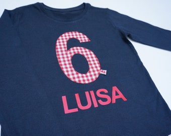 Geburtstagsshirt, Geburtstags T-Shirt Zahl & Namen, Shirt Geburtstag personalisiert, Geschenk Jungen Mädchen, Applikation Geburtstagszahl