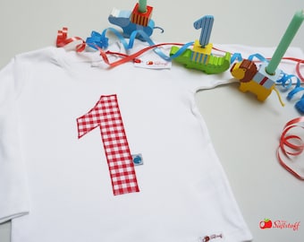 Geburtstagstshirt 1-2-3-4-5-6-7-8-9... Geburtstagsshirt Mädchen, Zahlenshirt Jungen, Zahl & Name, T-Shirt Name, Geburtstagszahl, Applikation