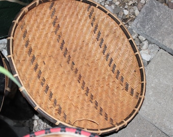 Classic Round winnowing basket, African Fanner Basket From Liberia. 23" Diameter, 4.5 inch Deep