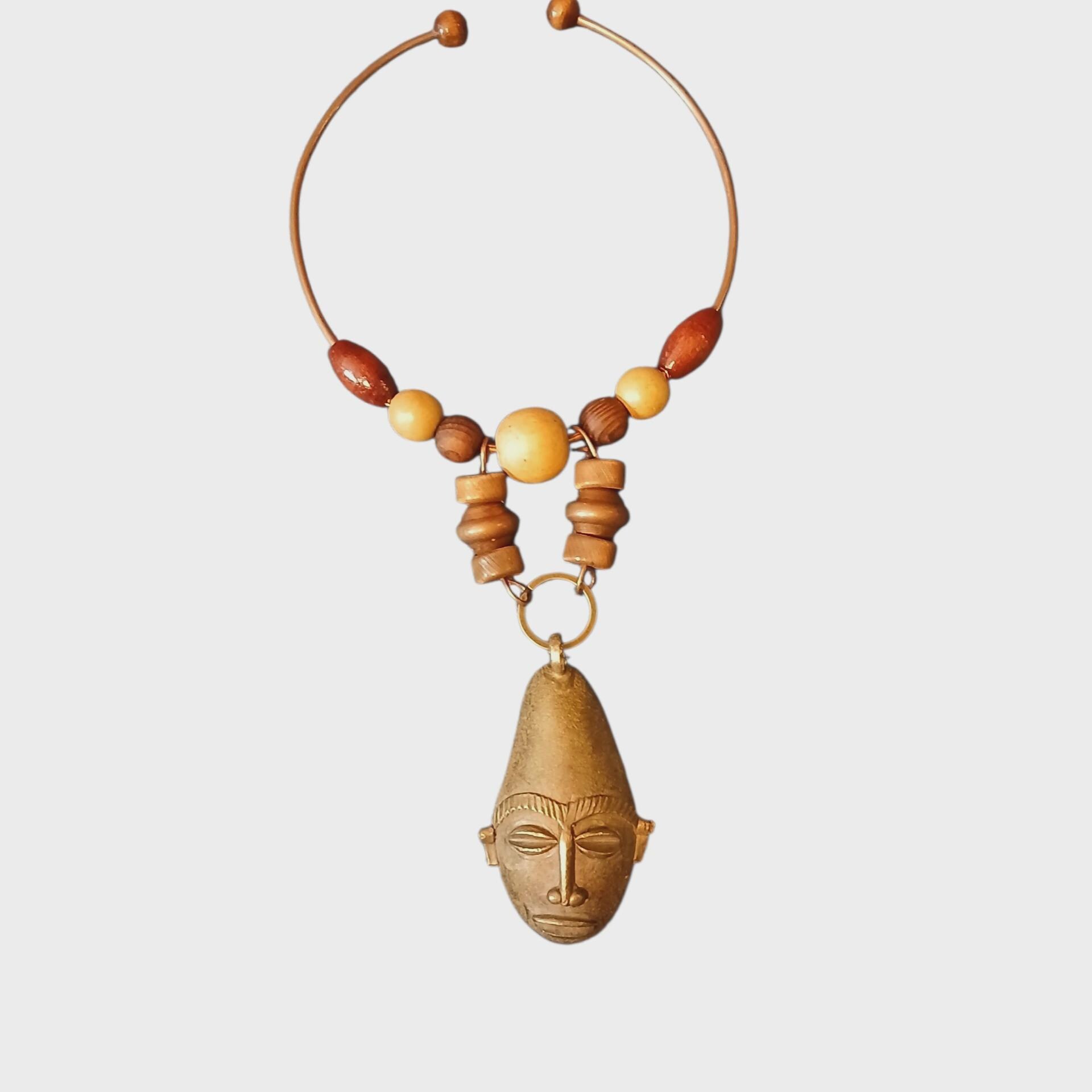 Copper Wire Choker Necklace With African Brass Pendant - Etsy