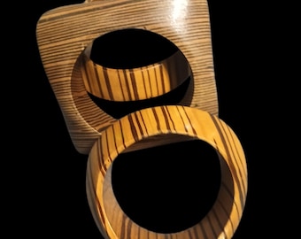 Set of 3 Chunky Wooden Bangles