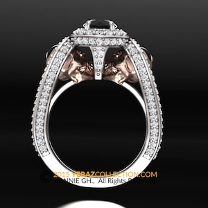 Skull Engagement Ring, Diamond Ring, Till Death Do Us Part Ring, Gothic Engagement Ring, Skull Jewelry.