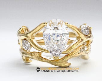 Antler Ring Matching band,14K Gold Matching Band Nature Inspired Ring, Animal Inspired Ring, 14k Gold Ring.