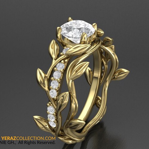 Matching Band for Leaf Engagement Ring 14K Gold Nature Etsy