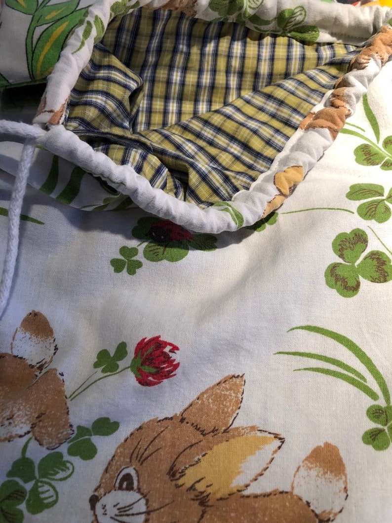 Kinderrucksack turnbeutel rucksack vintage upcycling kidsstyle hase kidsfashion 70er bunny