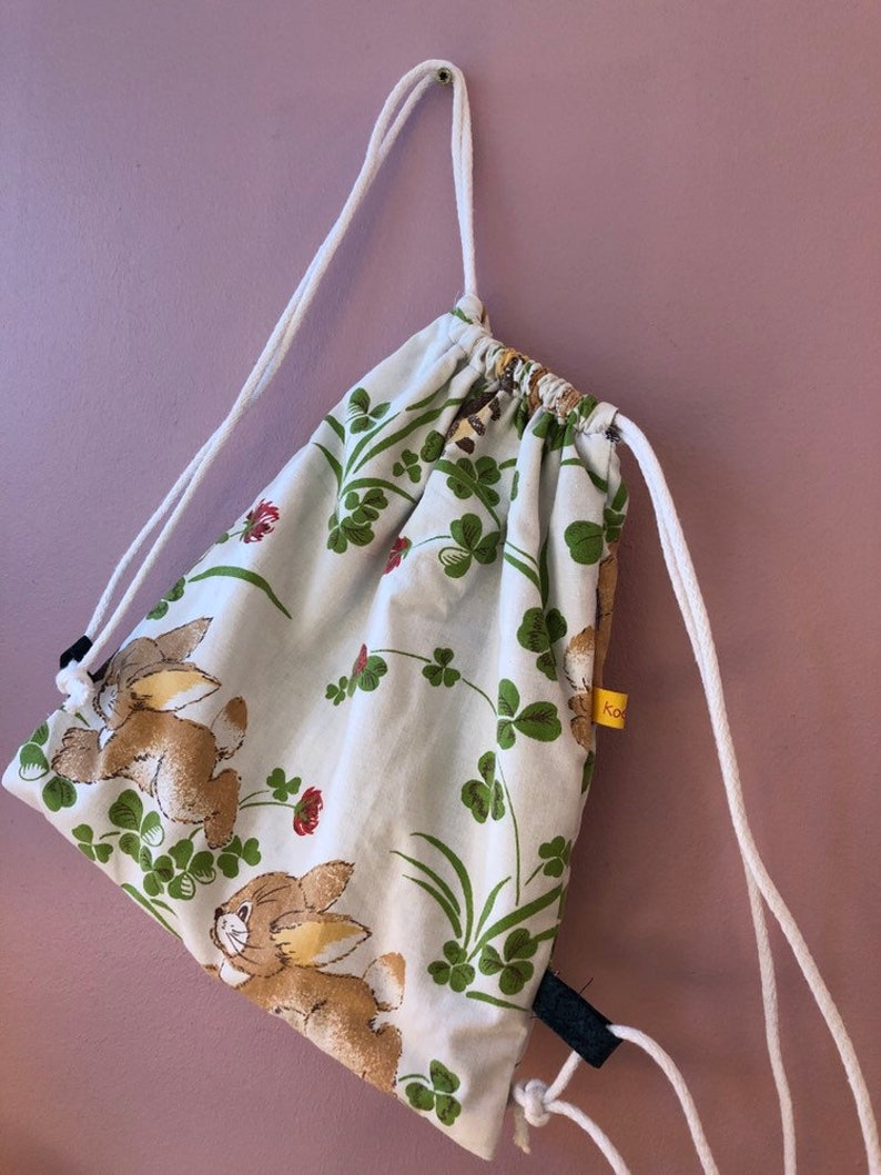 Kinderrucksack turnbeutel rucksack vintage upcycling kidsstyle hase kidsfashion 70er bunny