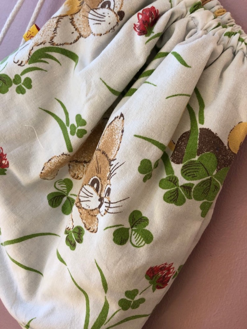 Kinderrucksack turnbeutel rucksack vintage upcycling kidsstyle hase kidsfashion 70er bunny