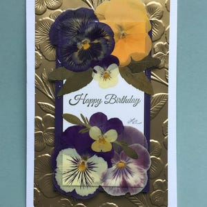 Carte d'anniversaire Pensée, Carte Pensée, Carte-cadeau, Fleurs pressées, Carte violette, Carte de l'amitié, Carte d'amour, Carte d'encouragement
