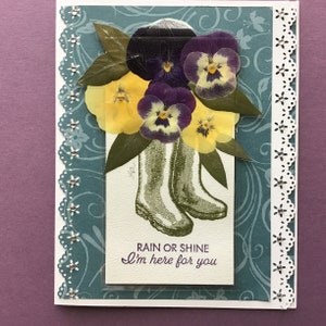 Carte vierge d'encouragement de pensées, vraies pensées pressées, cartes d'amour, cartes d'amitié, cartes de Saint-Valentin, cartes de fête des mères et vraies fleurs