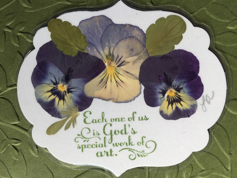 FREE GIFT with purchase Purple Pansy Blank Greeting Card Embellished with Die Cutting and Paper Embossing Featuring Real Pressed Pansies