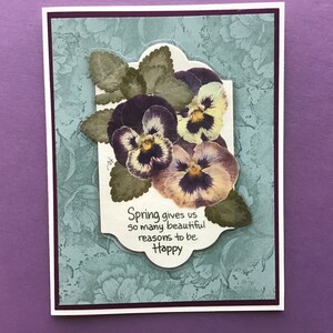 Lege kaart voorjaarsviooltje aanmoediging, GRATIS BLADWIJZER PANSY bij aankoop, notitiekaarten, verjaardagskaarten, paaskaarten, Moederdagkaarten