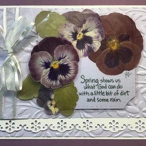 Inspirerende blanco kaart viooltje, GRATIS VIERKANTJE BOOKMARK bij aankoop, echte viooltjes, violette kaarten, Moederdagkaarten, paaskaarten, notitiekaarten