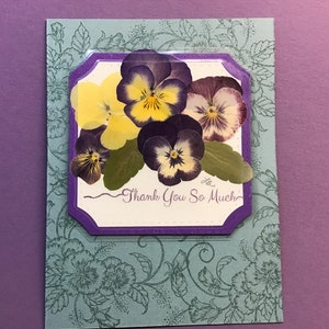 Carte de remerciement Pansy, SIGNET PANSY GRATUIT avec achat, cartes de correspondance, cartes d'anniversaire, cartes de remerciement, cartes de fête des mères, cartes tu me manques