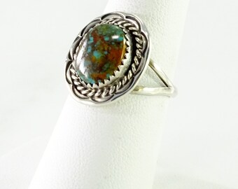 Green Turquoise Sterling Silver Ring Size 6.5