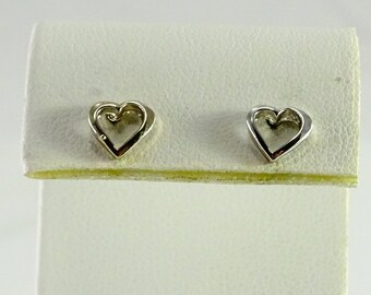 14K White Gold Open Heart Pierced Earrings