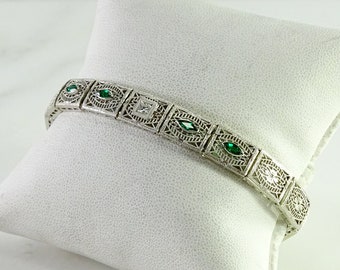 Art Deco Filigree Bracelet 14K White Gold