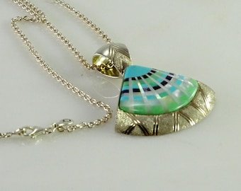 Inlaid Sterling Pendant on a 28" Sterling Chain