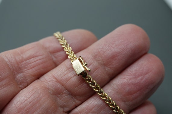 7" 14K Gold Woven Rope Bracelet - image 4
