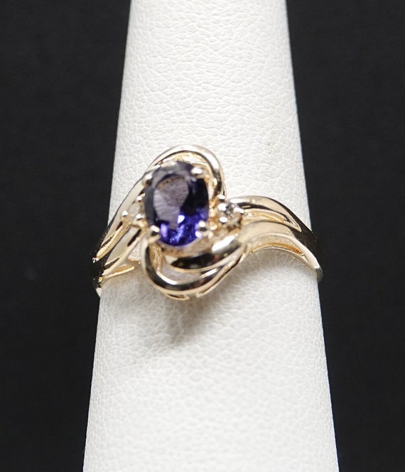 Size 6.25 14K Yellow Gold with Tanzanite and Diam… - image 1