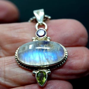24" Sterling Halskette mit Sterling Labradorit, Amethyst und Peridot Anhänger