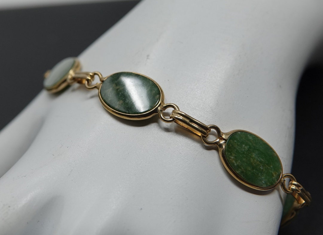 7 1/2 Vintage 12K Gold Filled Jade Bracelet Etsy