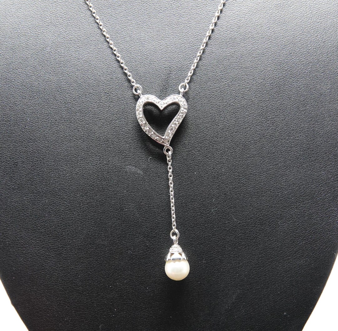 Sterling Silver Heart Pearl Pendant Necklace: .999 Silver Chain - Etsy