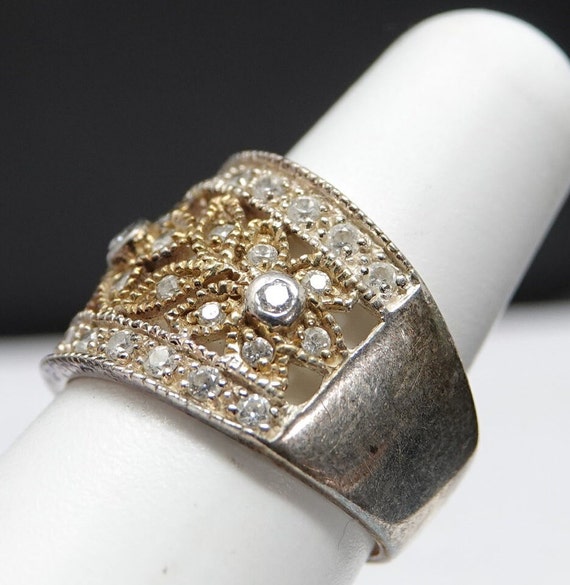 Size 7  Gold over Sterling DQ CZ Ring - image 4