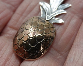 Copper and Sterling Pineapple Pin