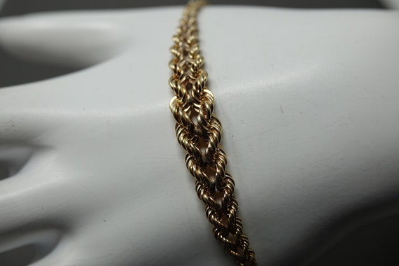 7" 14K Gold Woven Rope Bracelet - image 2