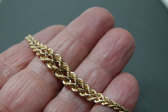 7" 14K Gold Woven Rope Bracelet - image 3