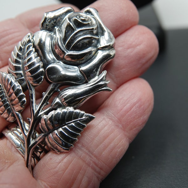 Vintage Danecraft Sterling Rose Brooch