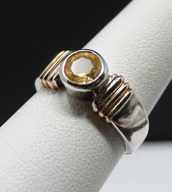 Size6 1/2  Sterling and 14K Gold Ring with Citrine