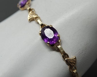 7 1/4" 14K Gold with Amethyst Bracelet