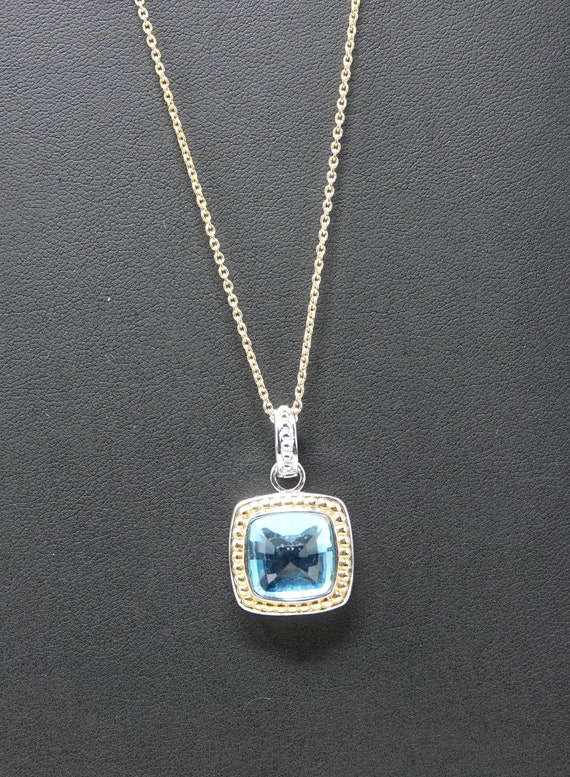 14K White and Yellow Gold Pendant with 3+ct Topaz 