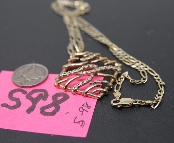18" Gold over Sterling Necklace with CZ's View 5