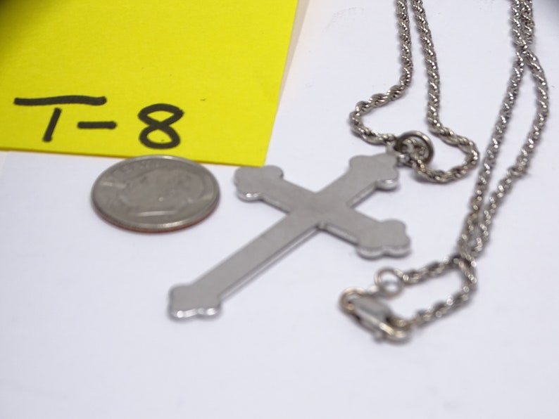 Sterling Large Plain Cross on a 18 Sterling Rope Chain