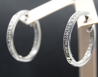 Orecchini a cerchio con cerniera in zirconia cubica Sterling
