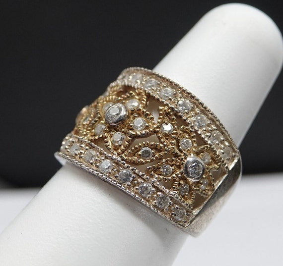 Size 7  Gold over Sterling DQ CZ Ring - image 3