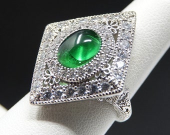 Size 6 1/4 Retro Designed Sterling Bling Ring