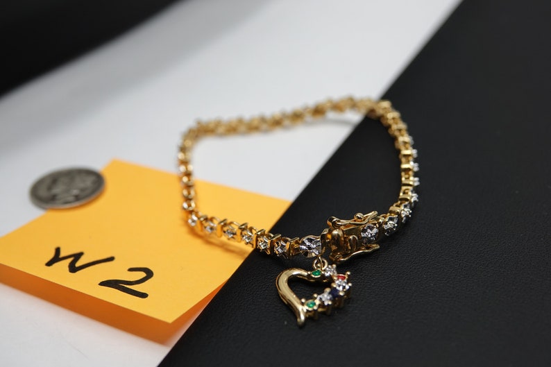 7.25 Gold over Sterling Heart Charm Bracelet by Ross-Simon