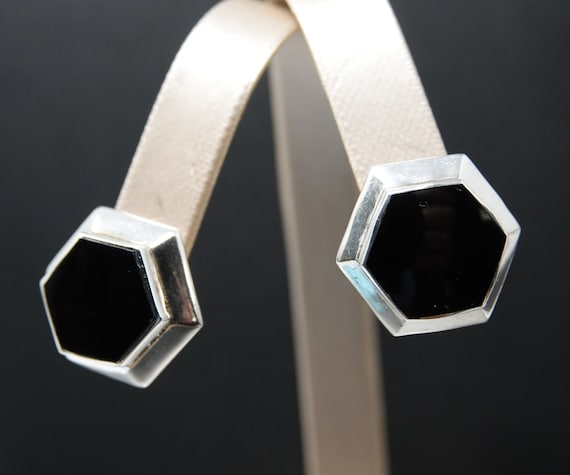 Onyx and Sterling Earrings - image 1