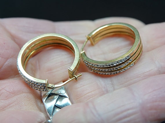 Gold over Sterling CZ Hoop Earrings by Jordan MOM - image 3