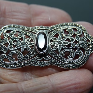 Retro Designed Sterling and Garnet Brooch