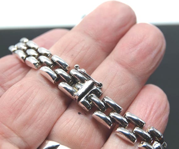 7" Solid Links Sterling Bracelet - image 4