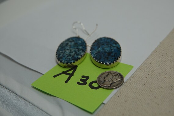 Large Turquoise Colored Agate Dangle Earrings (St… - image 4