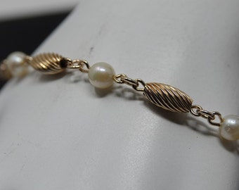 7"  Vintage 12K Gold Filled Bracelet with Pearls