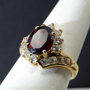 Size 6 3/4  10K Yellow Gold Ring with CZ's