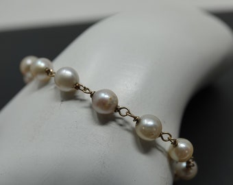 7"  * 14K Gold Bracelet with 7mm Pearls